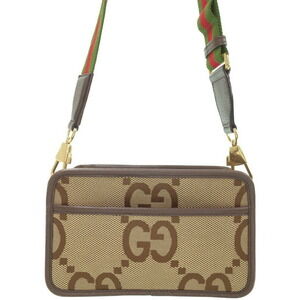 Gucci Jumbo GG Shoulder Bag canvas leather Brown